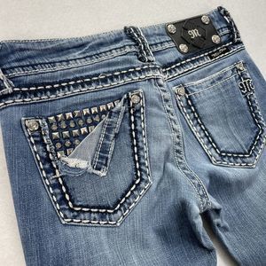 Miss ME Jeans Modelo Boot Cut Studded Pocket Bling 26x34 Women JP5118-2 Distress